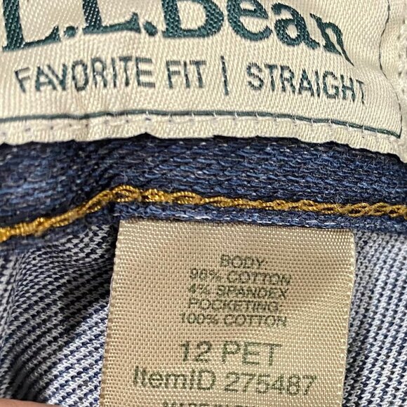 L.L.Bean Vintage Womens Favorite Fit Straight Leg Denim Jeans 12P Petite Blue Co - Picture 3 of 7